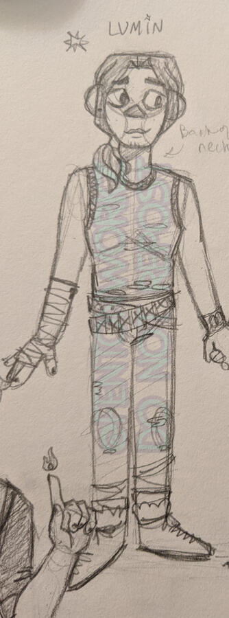 Full-body of s1 Lumin, in pencil.