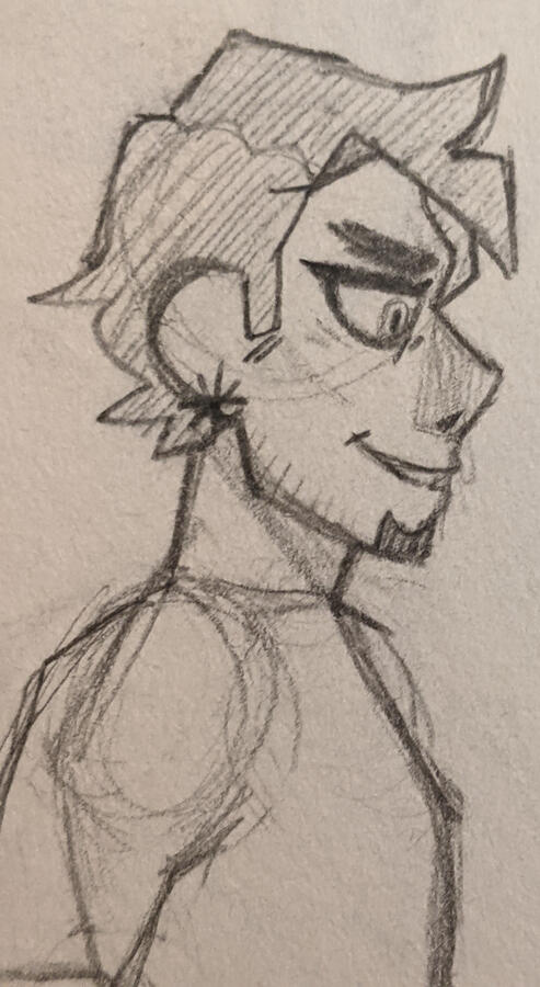 Aris bust, in pencil.