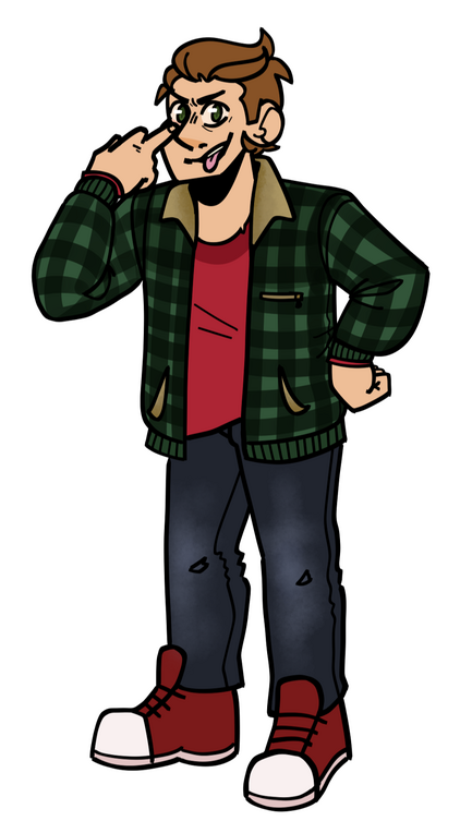 Alt! Rich full body, red shirt.