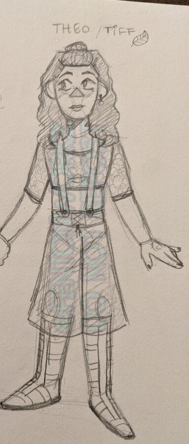 Full-body of s1 Theo, in pencil.